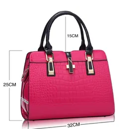 Fashion womens bag outdoor leisure all-match patent leather lady totes bags crocodile pattern high capacity handbag268J