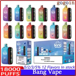 Bang 9000-18000 Puffs Do jednorazowe Vape Elektroniczne papierosy Puff 9K 18K 28 ml Dual Mesh 650 mAh Inteligentny wyświetlacz zasilania Dwa tryby Pen Pen