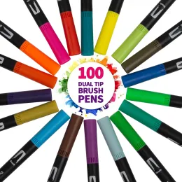 Маркеры акварельный ручка набор для 100 цветов двойной войлочный нейлоновый наконечник ручки Fineliner Art Brush Tip Marker Spot Color Profession