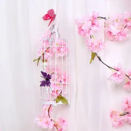 Dekorativa blommor Bröllopsdekoration Cherry Blossoms Artificial Silk Simulated Flower Vines Plastic
