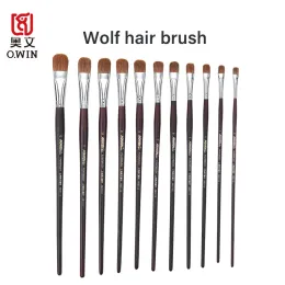 Pens 12 Pcs Gouache Watercolor Oil Acrylic Painting Brush Set Wolf Hair Profession Drawing Brushes Pens for Artist Beginner Student