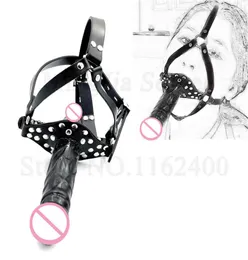 Çiftleştirilmiş Dildo Gag Strap Head Harness Mouth Fiş Gerçekçi Horoz Dick Penis BDSM Yetişkin Oyunlar Seks Oyuncakları Kadınlar Lezbiyen Y0407254350