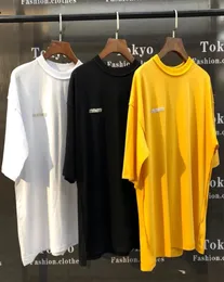 19SS Vetements t Shirty Mężczyźni Kobiety 11 Hafty Obie strony Vetements Top Tees Casual Yellow Blay Patch Vetements Tshirt Y5445734