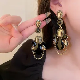 Dangle Earrings Oversized Rhinestone Long Tassel Drop Women Luxury Exaggerated Irregular Oval Gemstone Jewelry Gifts 2024