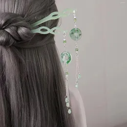 Hair Clips Vintage Tassel Stick Jade Fringe Hairpin Chopstick For Women Chinese Hanfu Accessories Retro Custome Bun Jewelry