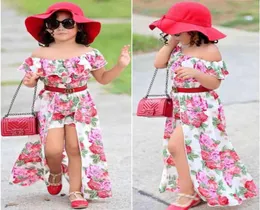 Summer Toddler Kid Girl Floral Dress 3Pcs Sleeveless Ruffled Off Shoulder Top Shorts Skirt Fashion Outdoor Baby Suit 2108044202575