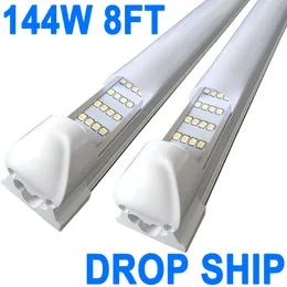 8Ft Led Shop Lights,8 Feet 8' 4-Rows Integrated LED Tube Light,144W 18000lm Milky Cover Linkable Surface Mount Lamp,Replace T8 T10 T12 Fluorescent Light Barn crestech