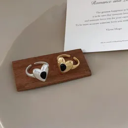 حلقات الكتلة Shanice 925 Sterling Silver Heart مفتوحة للنساء للزوجين الذكرى الزفاف الجمالية هدية هدية باجي فيم.