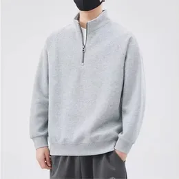 Spring Stand Up Collar Pull Up Sweatshirt Hombre 2024 Ny Half Pull Chain Y2K Retro Hoodie Casual Prefabricated Fashion Löst passande klänning 240228