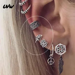 Saplama Küpe 2pc Vintage 316l Çelik Kulak Kuff Boho Kıkırdak Çıtçıtları Lob Lob Tragus Helix Piercing Mücevherler Kadınlar İçin UVW264