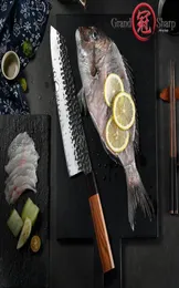 9 inç el yapımı chef039s bıçak 3 katmanlar Aus10 Japon çelik Kiritsuke Mutfak bıçağı dilimleme balık eti pişirme aletleri grandshar8303276