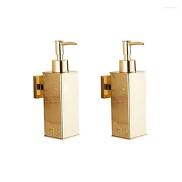 Flüssigseifenspender, 2 x Badezimmer-Wandmontage, goldene Duschgel-Waschmittel-Shampoo-Flasche für Küche und Zuhause