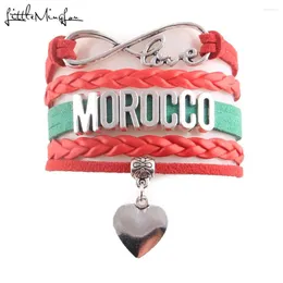 Braccialetti con ciondoli Little MingLou Infinity Love Country Marocco Bracciale Cuore Avvolgimento in pelle Braccialetti da uomo per gioielli da donna