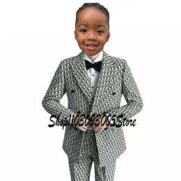 Anzüge Luxusanzug für Jungen, Smoking für Hochzeit, zweireihig, Kinderjacke, Hose, 2-teiliges formelles Kinder-Party-Blazer-Set