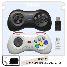 샤이퍼 8bitdo M30 2.4G Gega Genesis Mini 및 Mega Drive Mini Wireless Game Controller 용 무선 흑백 게임 패드