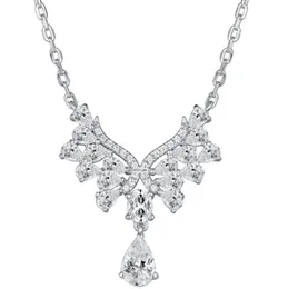 2024 Ins Top Sell Wings Pendant Sparkling Luxury Jewelry 925 Sterling Silver Water Drop 5A Cubic Zircon CZ Diamond Gemstones Party Women Wedding Clavicle Necklace