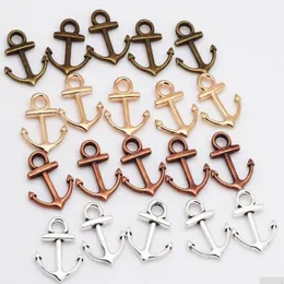 4 Color 300pcs Metal Small Nautical Anchor Charms Antique silver bronze plated gold for Jewelry Making DIY Anchor Pendant Charms 1307f