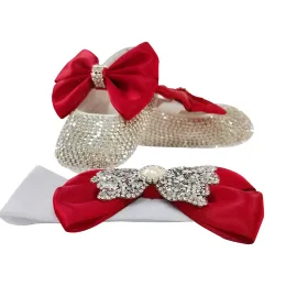 Outdoor Dollbling Hot Selling Manufactures Bow Knot Cream Yellow 01 Years Infant Toddlers Baby Girls Rhinestone Shoes 2022