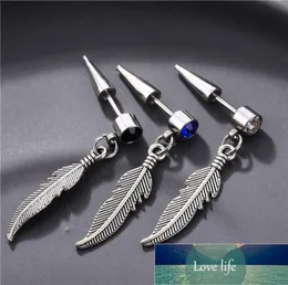 1 Pcs Stainless Steel Punk Rock Leaf Pirecing Stud Earrings For Men Women Gothic Street Pop Hip Hop Earring Party Jewelry Factory price expert design Quality1825190