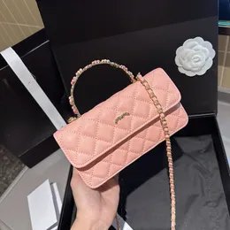 Bayan tasarımcı klasik mini flep vanity çanta woc Camellia metalik üst kolu kotlar altın metal donanım matelasse zincir crossbody omuz kozmetik kasa snap 19cm