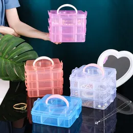 three layer jewelry box, detachable transparent plastic hardware tool box, rubber band jewelry compartment storage box, storage artifact