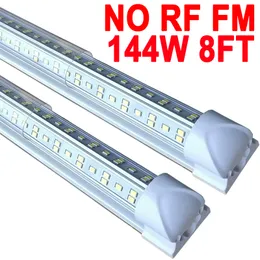 8FT LED-Ladenleuchte, 144W 144000LM 6500K, durchsichtige Abdeckung, verknüpfbare LED-Röhrenleuchten, V-förmige integrierte T8-LED-Beleuchtung, LED-Deckenleuchten für Garagenwerkstätten crestech