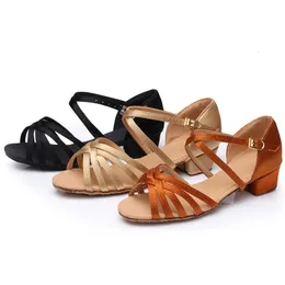 Kids Dance Shoes High Quality Arrival Girls Sandals Children Ballroom Tango Salsa Latin Dance Low Heel Shoes 240219