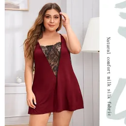 Women's Sleepwear Plus Size Sexy Nightdress Nightgown Nightwear Women Lace Floral Embroidery Camisola Lingerie Hollow