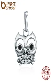 Stile caldo di vendita 925 sterling silver adorabile animale gufo ciondolo charms adatti donne braccialetti con ciondoli collane gioielli fai da te9956437