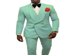 Men039s Suits Blazers Mint Green Doublebreasted Mens Patterned Suit Groom Tuxedos For Wedding Shawl Lapel Two Piece Blazer4756700