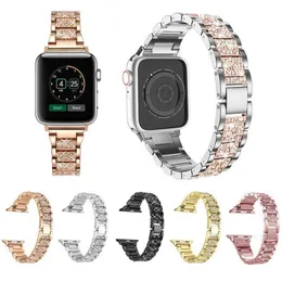 Cinturino per orologio di design in acciaio inossidabile Cinturino in metallo con strass di diamanti per Apple Watch Ultra 8 7 6 5 4 Bracciale con cinturino di ricambio Bling Accessori serie iWatch 49 4