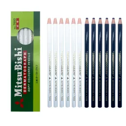 Dryers 12pcs Japan Black Pencil Colored Pencil Dermatograph K7600 Oilbased Paper Wrapped for Tattoo Eyebrow Marker Paint Pencil