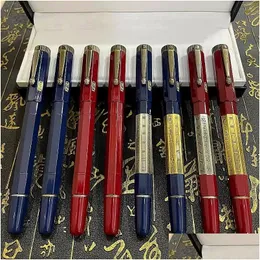 Ballpoint Pens Wholesale 20 Color Luxury Writing Pen High Quality Inheritance Series Egypt Style Special Carving Rollerball Office S Dhavl