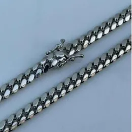 Miami Cuban Link Stainless Steel Chain Real Solid 925 Silver ITALY Heavy 6mm 24 Box Lock2626