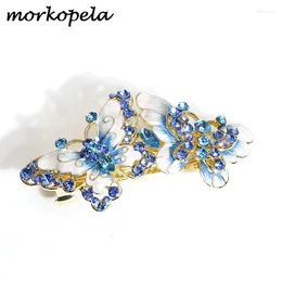 Saç klipleri morkopela emaye kelebek klips mücevher vintage rhinestone saç tokası kadın ziyafet barrettes aksesuarları