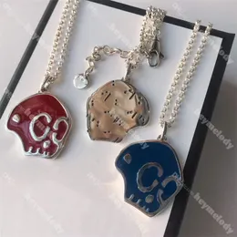 Double Letter Skeleton Necklaces Trendy Enamel Brand Necklace Couple Pendant Necklace With Box