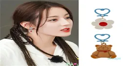 Dangle Chandelier Flower Bear Asymmetrical Fun Cute Cartoon Earrings Style You Are My Glory Dilraba Same Women039s4178088