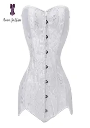 Corsetto da sposa bianco Overbust Korset Sexy Shaper completo per il corpo XS a 6XL Corsetto modellante con torso lungo disossato in acciaio a spirale 942 Y111990238669539