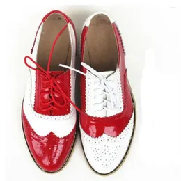 Повседневная обувь Красный Белый AB Лакированная кожа Стиль Оксфорды Индивидуальные разноцветные брендовые дизайнерские туфли на плоской подошве для женщин