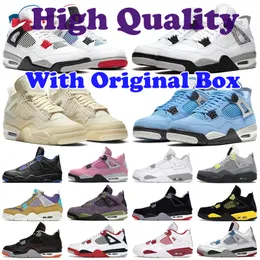 High 4S 4 Basketball Shoes University Blue White Oero Shimmer Black Cat Lightning Union Noir Fire Red Bred Money Money Mone