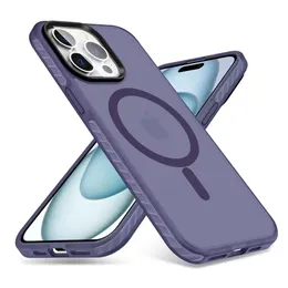 Matte magnetische kabellose Lade-Handyhüllen für iPhone 15 Pro Max 14 Pro 13 12 11 PC TPU langlebige, kratzfeste Hartschale