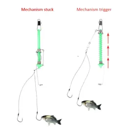 Tools Automatic Fishing Hook Trigger Stainless Steel Spring Fishhook Bait Catch Ejection Catapult Jigging Head Fish Lure Tackle Goods