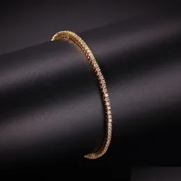 Corrente 2mm cúbico zircão tênis adorável link colar ouro sier banhado cobre micro pavimentado cz cubana entrega entrega jóias pulseiras dhrxf