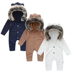 Jumpsuits Winter Infant Baby Boys Girls Clothes Solid Hooded Cotton Romper Jumpsuit Born Playsuit Autumn Children039s 6 12 18 29676703