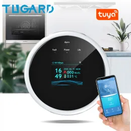 Detektor Tugard GS21 WiFi Tuya gassensorsalarmsystem för hem och kök Smartlife rök hus temperatur naturgasdetektor