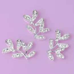 ジュエリー50pcs 16*24mm合金シアカラークリスタルリーフチャームクリスタルブランチペンダントヘッドウェディングDIYジュエリー調査結果卸売