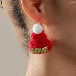 Dangle Earrings Lovely Soft Wool Letter Christmas Hat For Girls Gift Fashion Cute Party Jewelry Womens Holiday