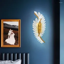 Duvar lambaları Sarok Bakır Lüks Işık Led Tüy Modern Minimalist Başucu lambası Ev Yaratıcı Oturma Odası Sconce