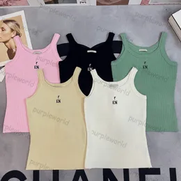 Mulheres sem mangas regatas camis designer malha camisetas carta padrão casual colheita malha colete roupas