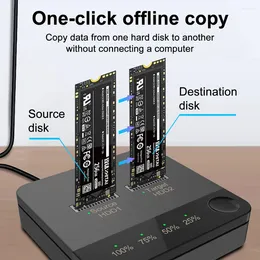 컴퓨터 케이블 USB 3.1 타입 C에서 M.2 SATA DUAL BAY SSD 인클로저 M2 HDD 리더 용 외부 하드 디스크 복사기 드라이브 도킹 스테이션